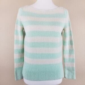 GAP Womens Striped Mint and Cream Long Sleeves Sweater Sz S